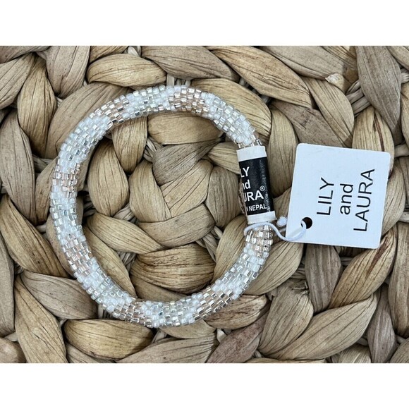 LILY and LAURA " Melted Metals “ Hand Crocheted Beaded Bracelet Multicolored - Picture 2 of 3